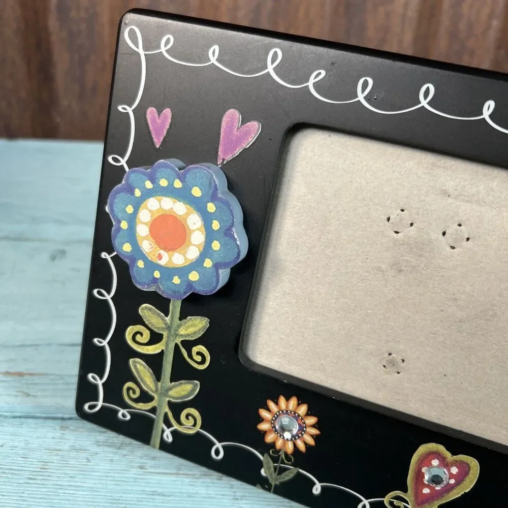 Hand-Painted Decorative Photo Frame For 4 X 6 Print Floral Theme